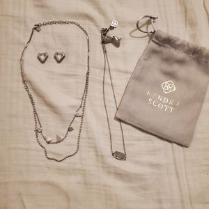 Kendra Scott Ellie Earrings And Matching Elisa Necklace In Iridescent Drusy